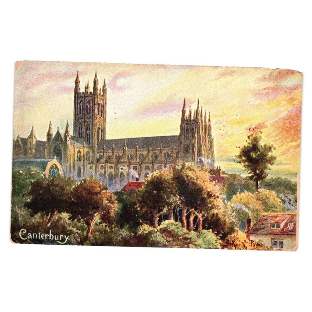 Oilette Postcard Canterbury Cathedral Vintage Raphael Tuck English Cathedral Art